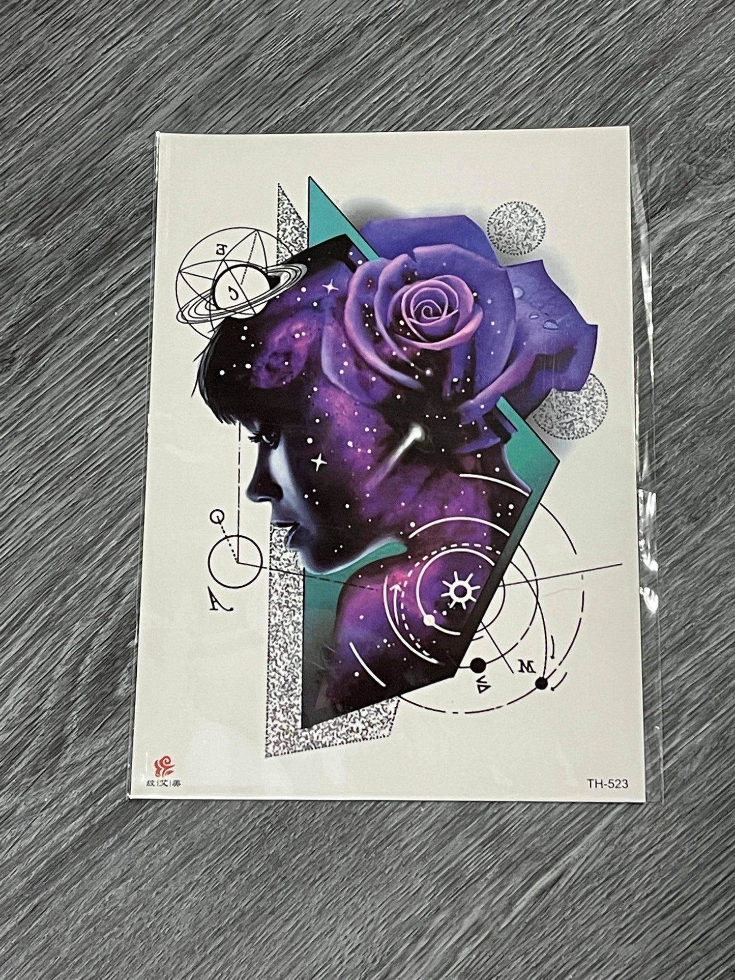 Person Purple Rose Tattoo - TH523
