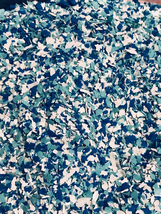 Teal Blue White Mix Man Glitter