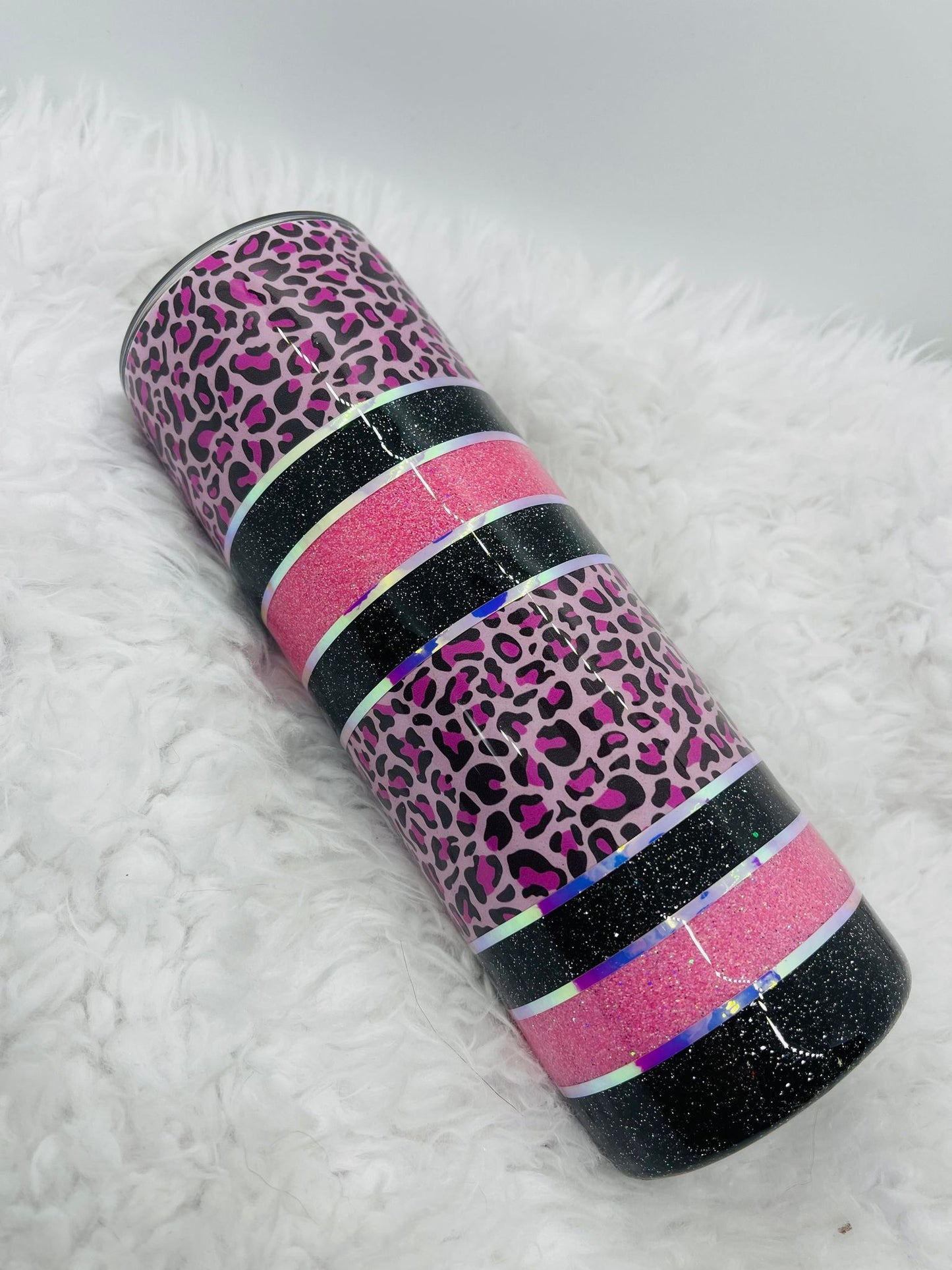 Pink Black Leopard Epoxy Tumbler